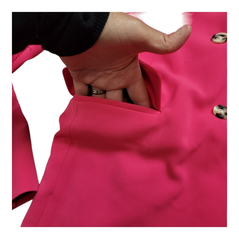 Nine West 80's hot pink fuchsia oversized Barbie Blazer jacket shoulder pads 4 - Picture 17 of 17